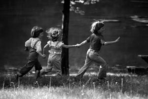 Children running outdoors